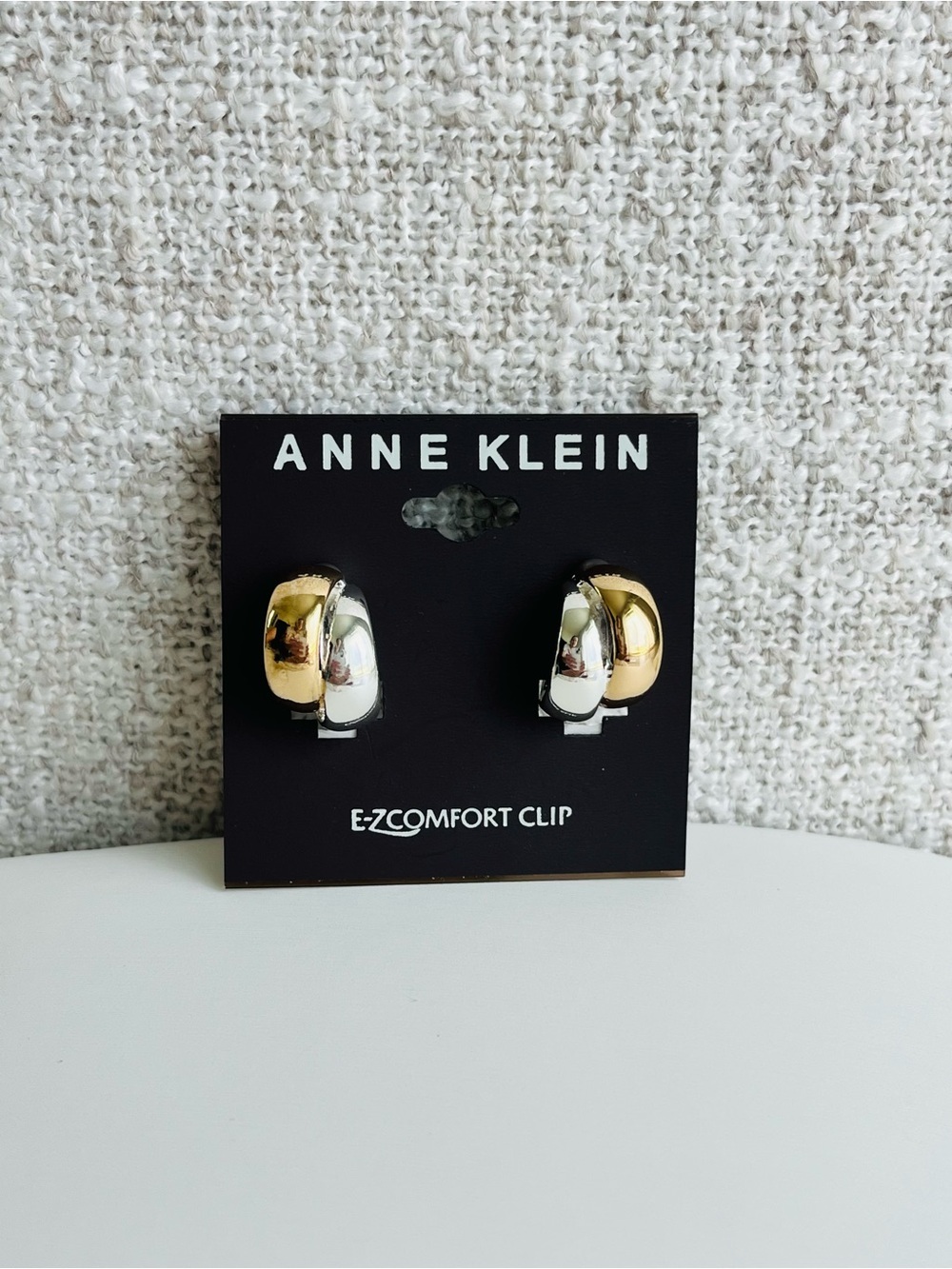 Anne Klein Two-Tone Two-Row Button Clip Earrings